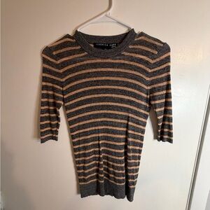 Veronica Beard Gray and Tan Striped Sweater Blouse LIKE NEW ✨ Size XS